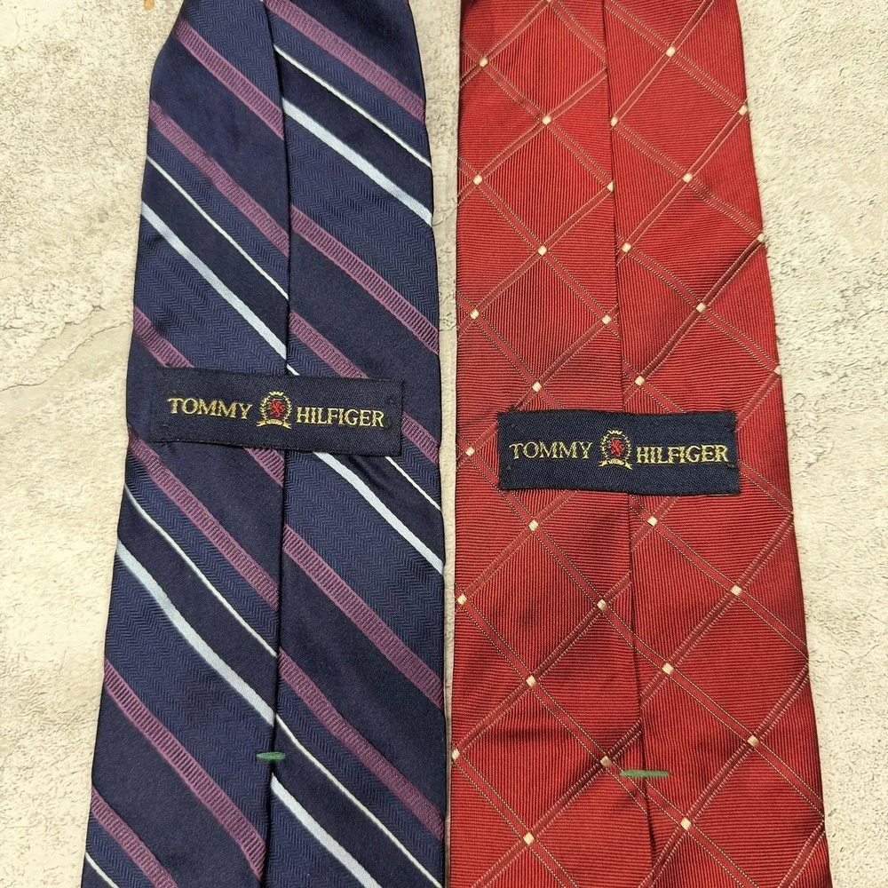 Tommy Hilfiger Silk Tie Set Mens One Size Multicolor Striped Made In USA Necktie